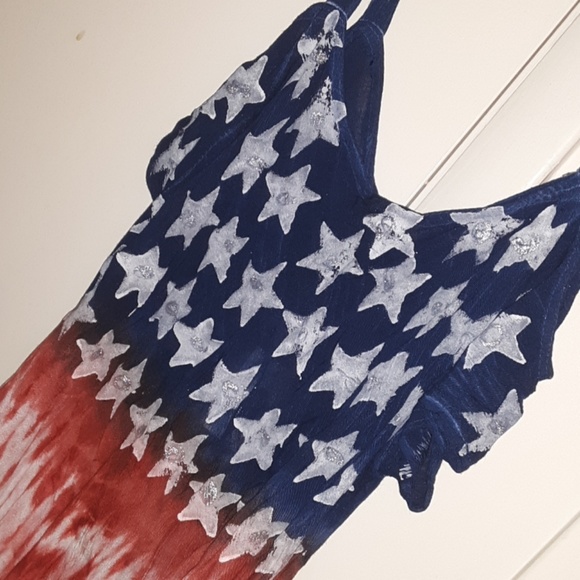 Patriotic sundress with off shoulder sleeves - Picture 3 of 8